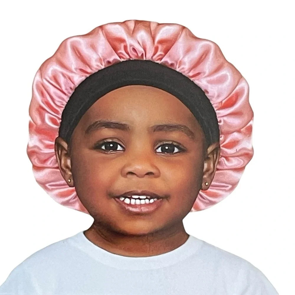 Little Dreamer Pink Satin Kids Bonnet Nighttime